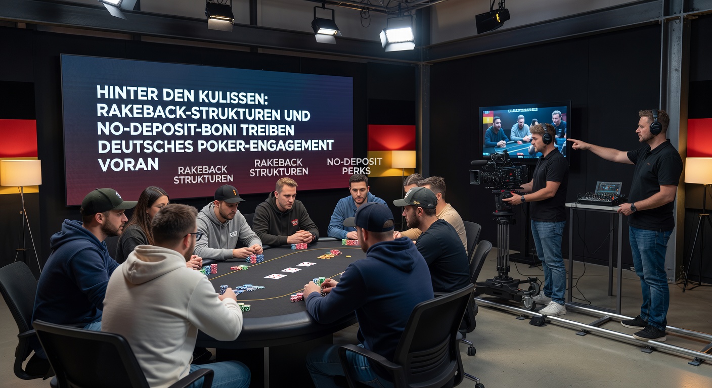 Detaillierte Darstellung eines VIP-Rakeback-Tisches mit No-Deposit-Token und deutschen Flaggen-Elementen