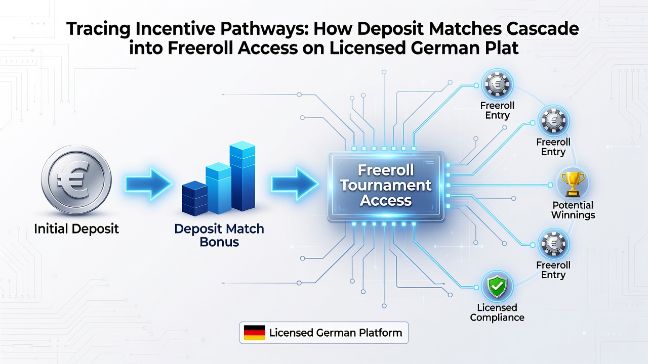 Infografik illustriert die Umwandlung von Einzahlungspunkten in Freeroll-Tickets